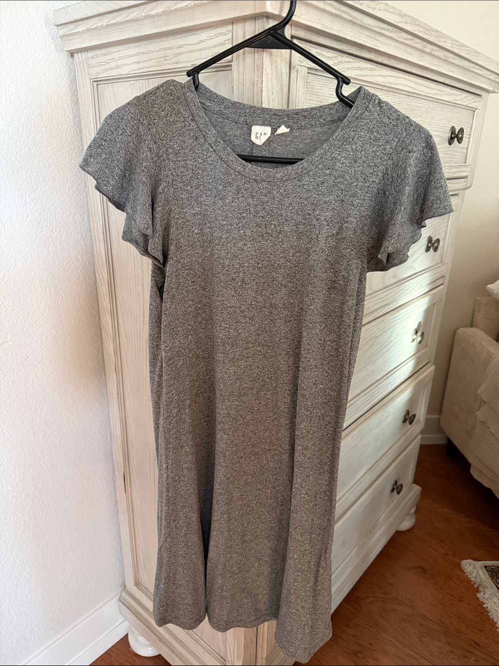 GAP Heather Gray Flutter Sleeve Dress